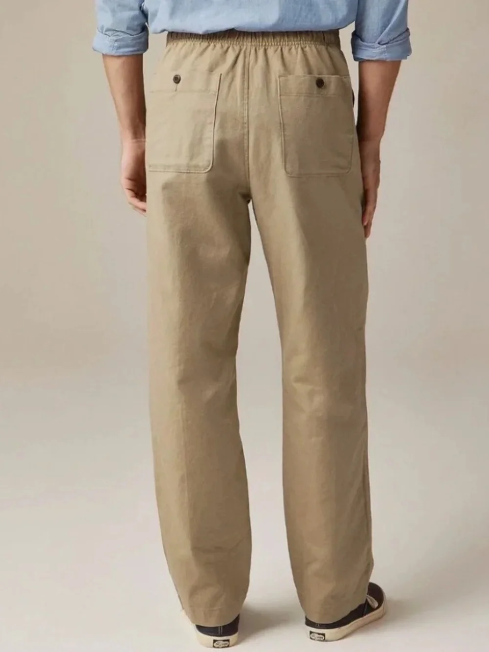 NWT J.Crew Men's Pier Pant in Cotton-linen Blend Canvas Khaki